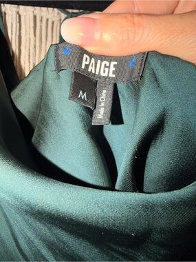 PAIGE 100% Silk Deep Green Cowl Neck Camisole Open Tie Back M